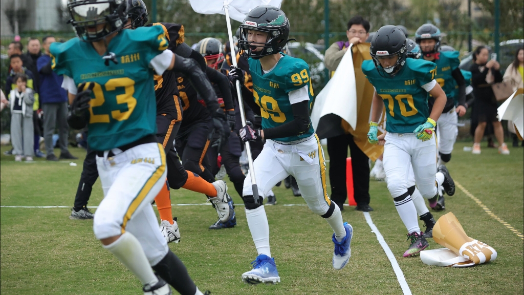 u15杭州vs北京黑曼巴 y league美式橄榄球比赛精彩集锦