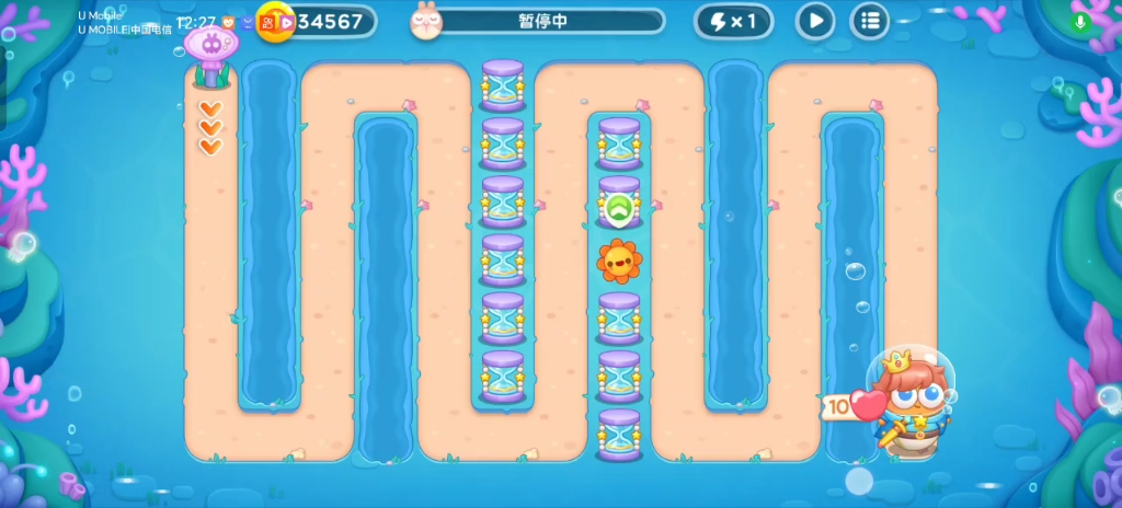 保卫萝卜4 冒险第十章海的女儿 第110关(较难,看了攻略才过)