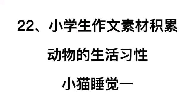 22、 小学生作文素材积累,动物的生活习性——小猫睡觉一哔哩哔哩bilibili