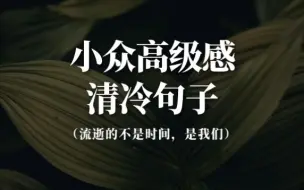 流逝的不是时间，是我们 | 小众高级感清冷句子