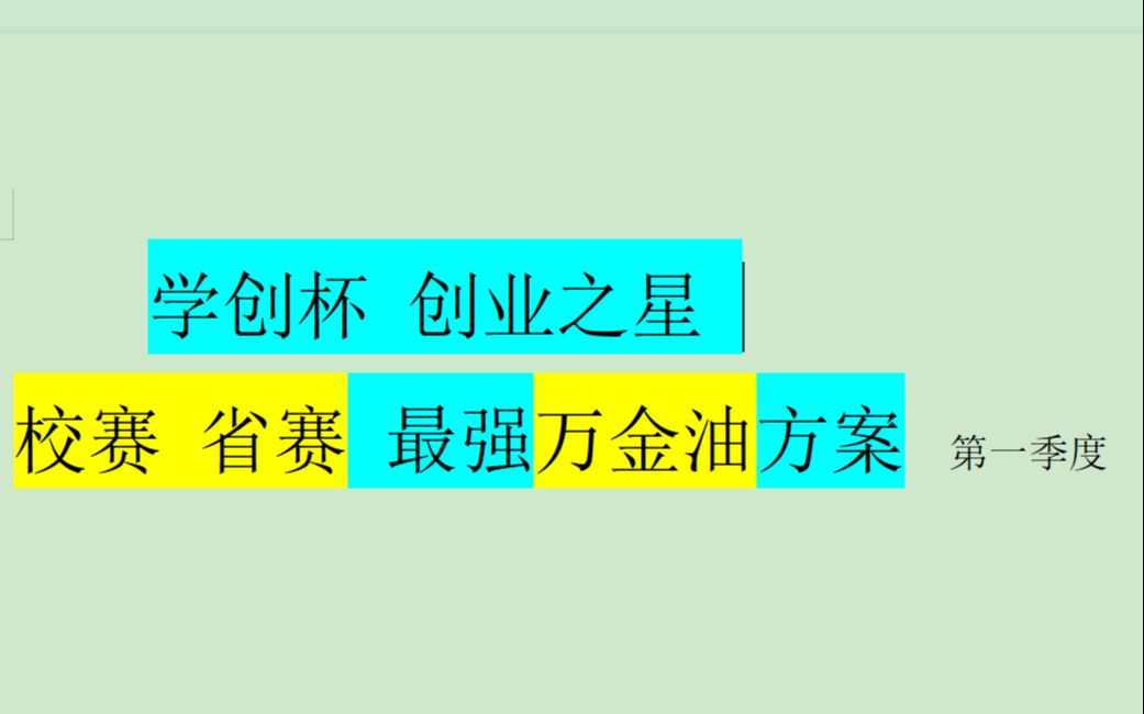 创业之星 学创杯 校赛省赛万金油方案 第一季度 不看后悔!哔哩哔哩bilibili