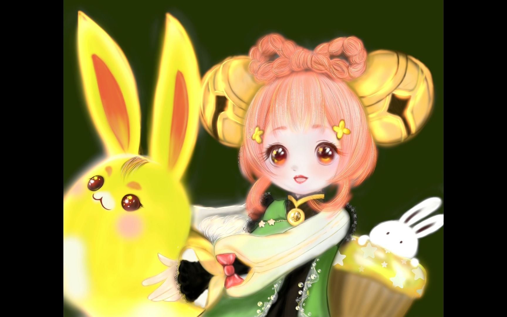 原神绘制瑶瑶-祝大家兔年【大展宏兔】【钱兔似锦】