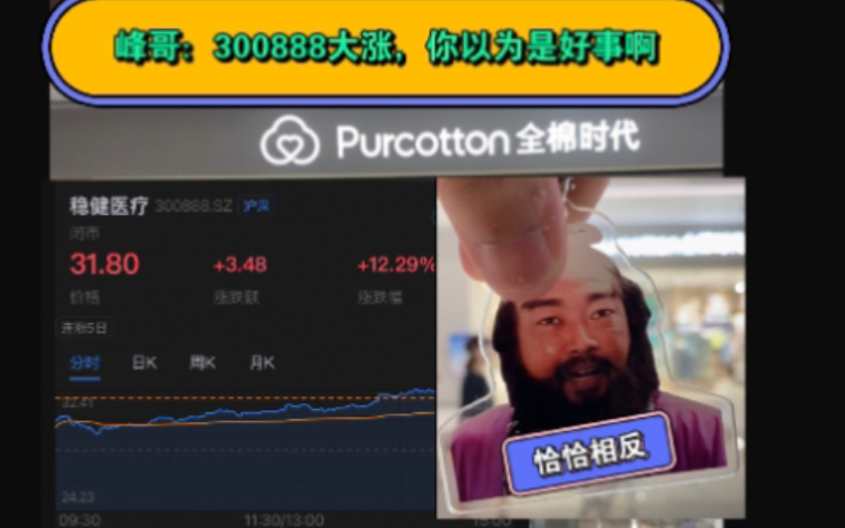 峰哥:300888大涨12.29%.你以为好事啊,全棉时代恰恰相反哔哩哔哩bilibili