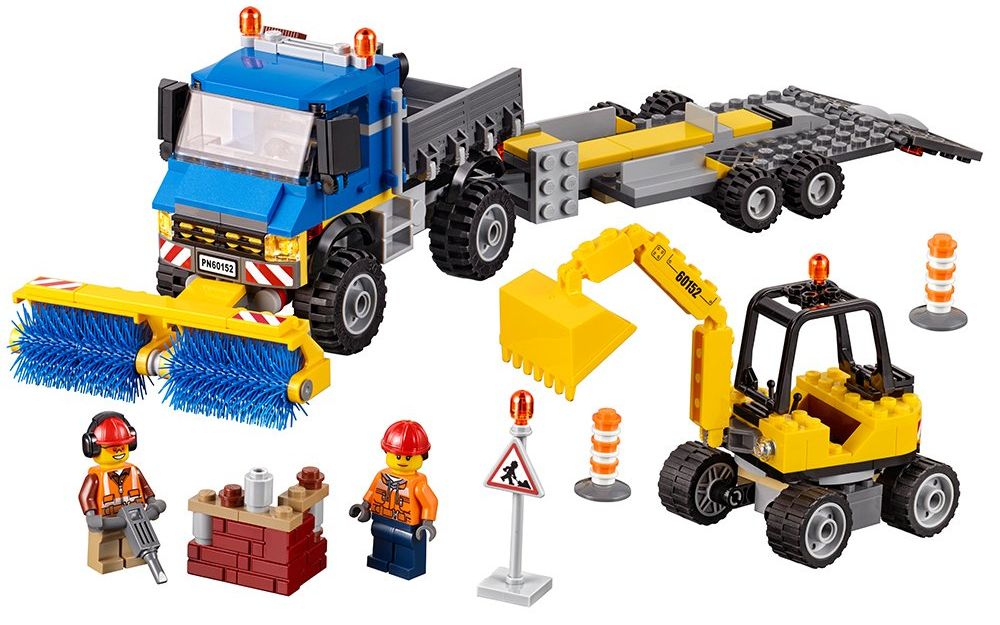 乐高lego 60152 城市系列 道路清扫车和挖掘机 2017速拼评测_哔哩哔哩