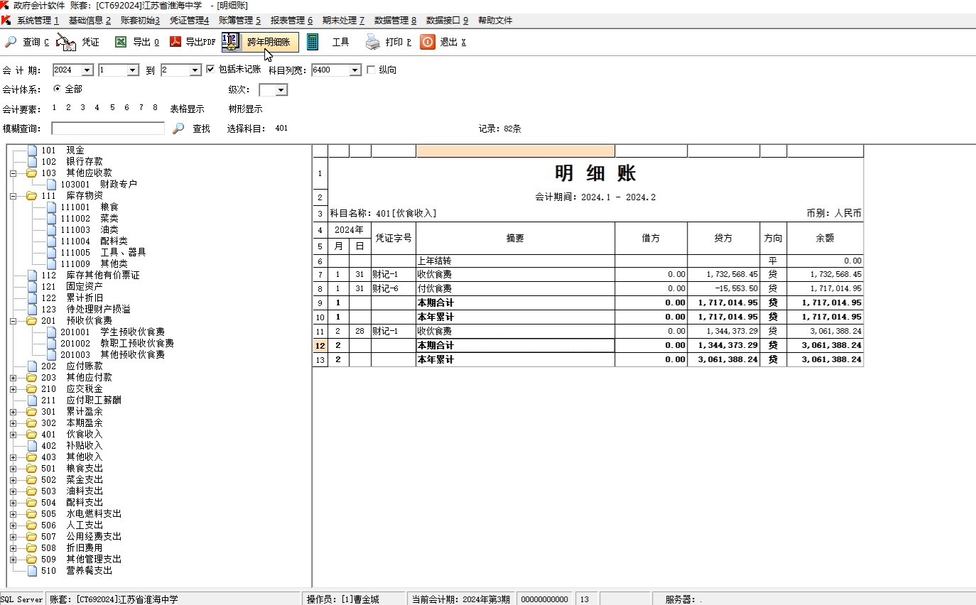 食堂会计软件第12讲-明细账