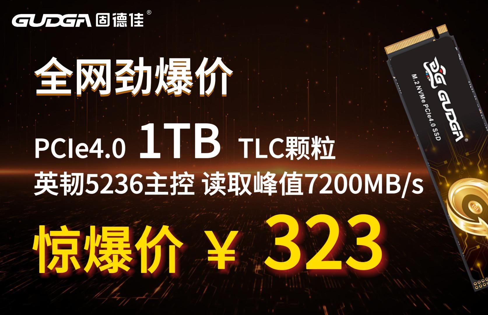 GUDGA/固德佳 劲爆开团价 PCIe 4.0 1TB 峰值读写7200MB/S哔哩哔哩bilibili