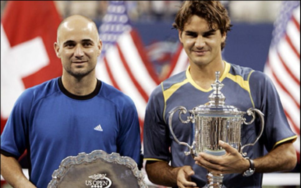 us open 2005 r federer vs a agassi highlights