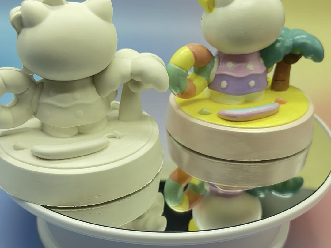 场景版夏日缤纷kt猫 硅胶模具 石膏娃娃 白模填色