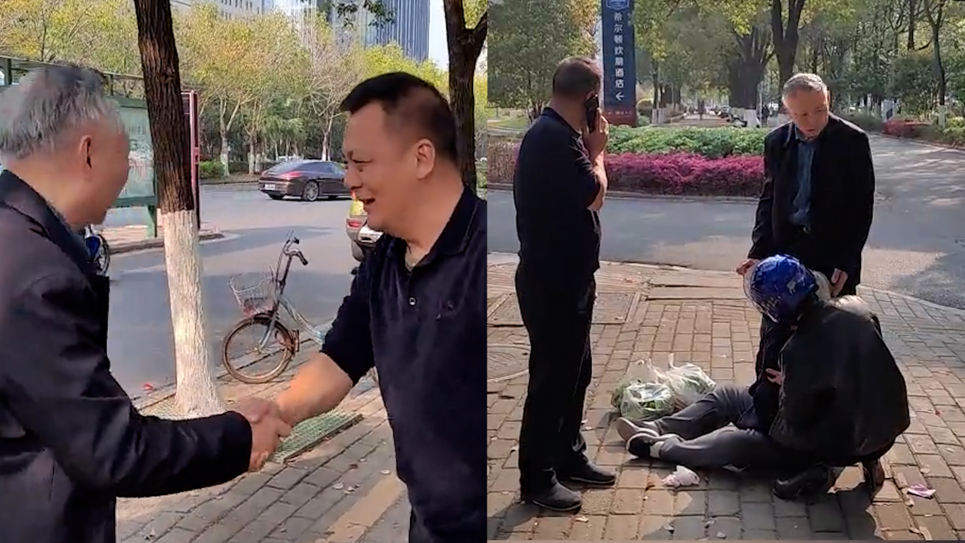 暖心的一幕!老人身体不适摔倒在地,热心市民纷纷伸出援手救助