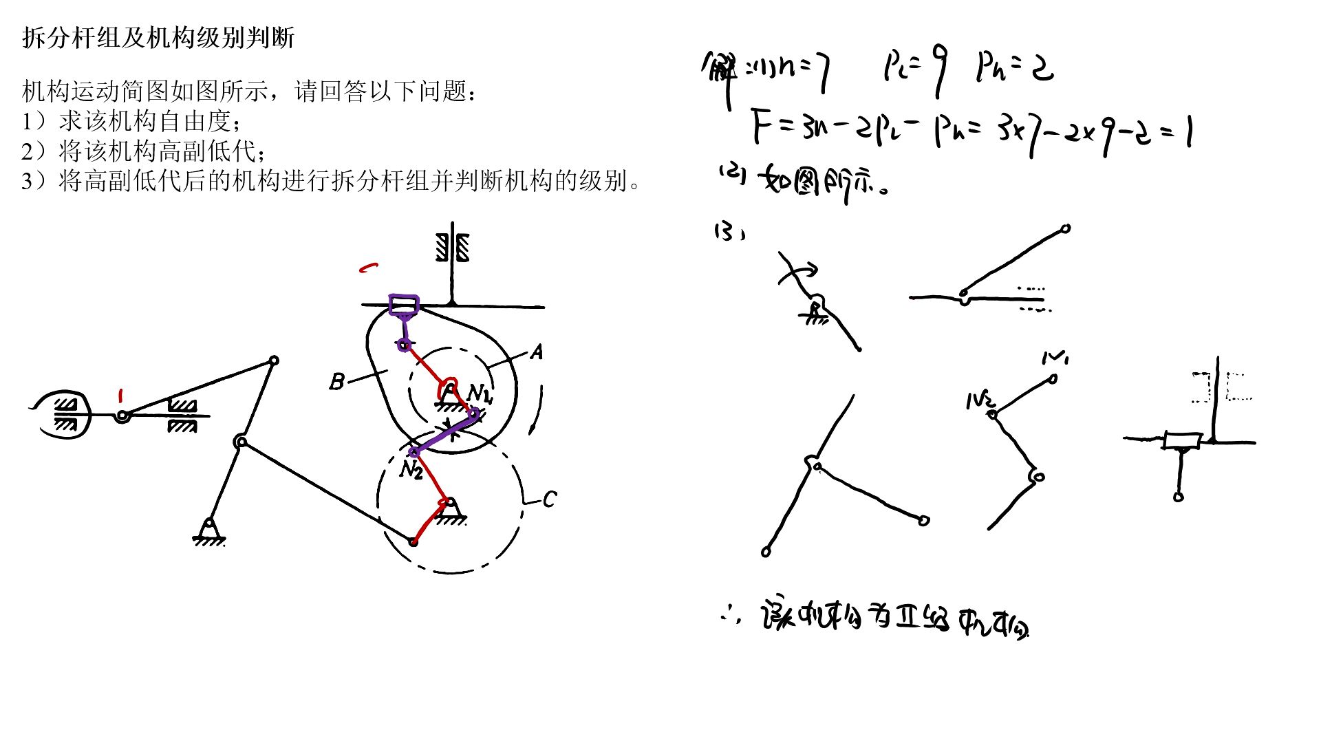 三连杆机构运动简图图片