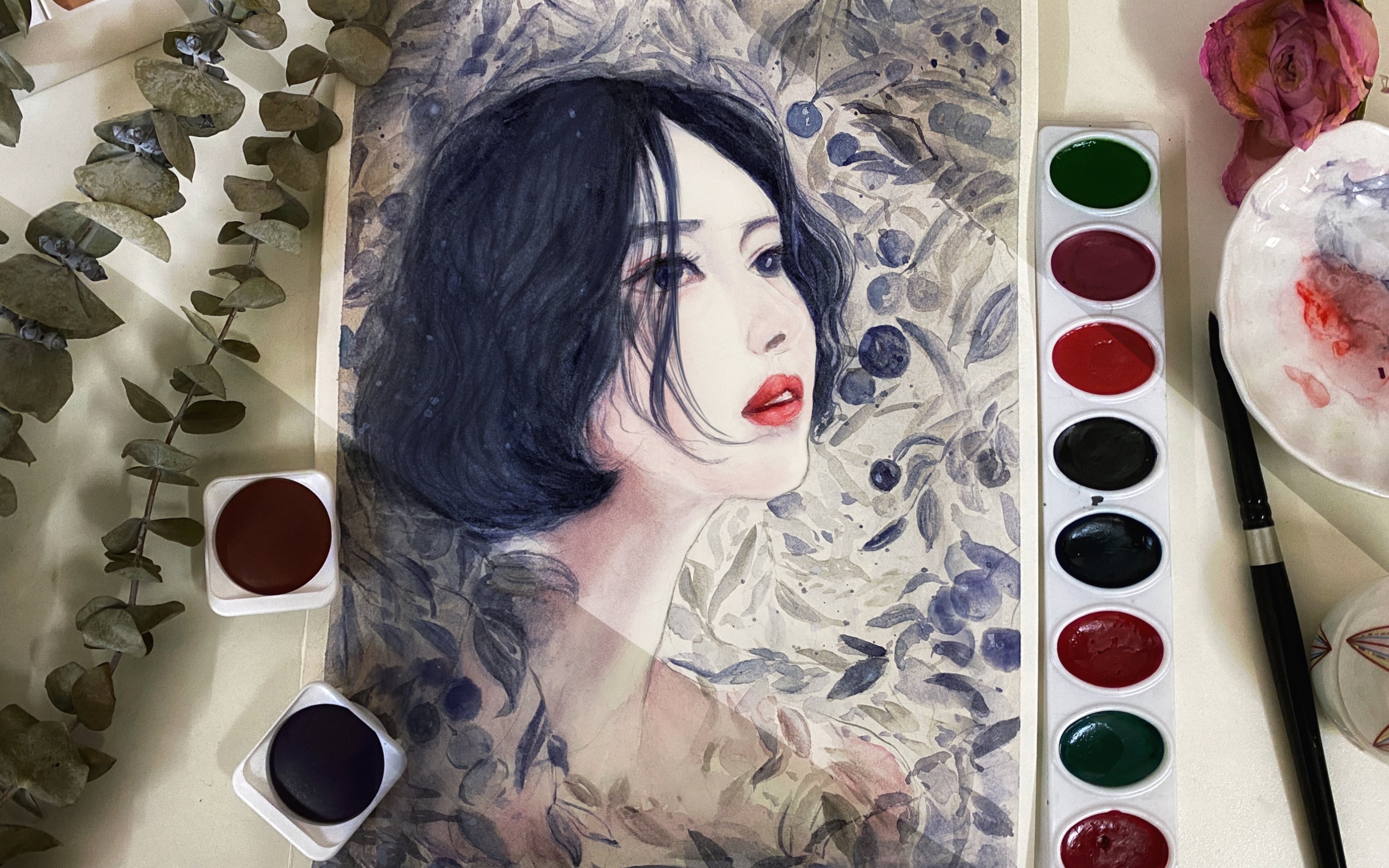 「水彩人物 」这么淡的颜料以为要闲置了,没想到画皮肤是真好用!