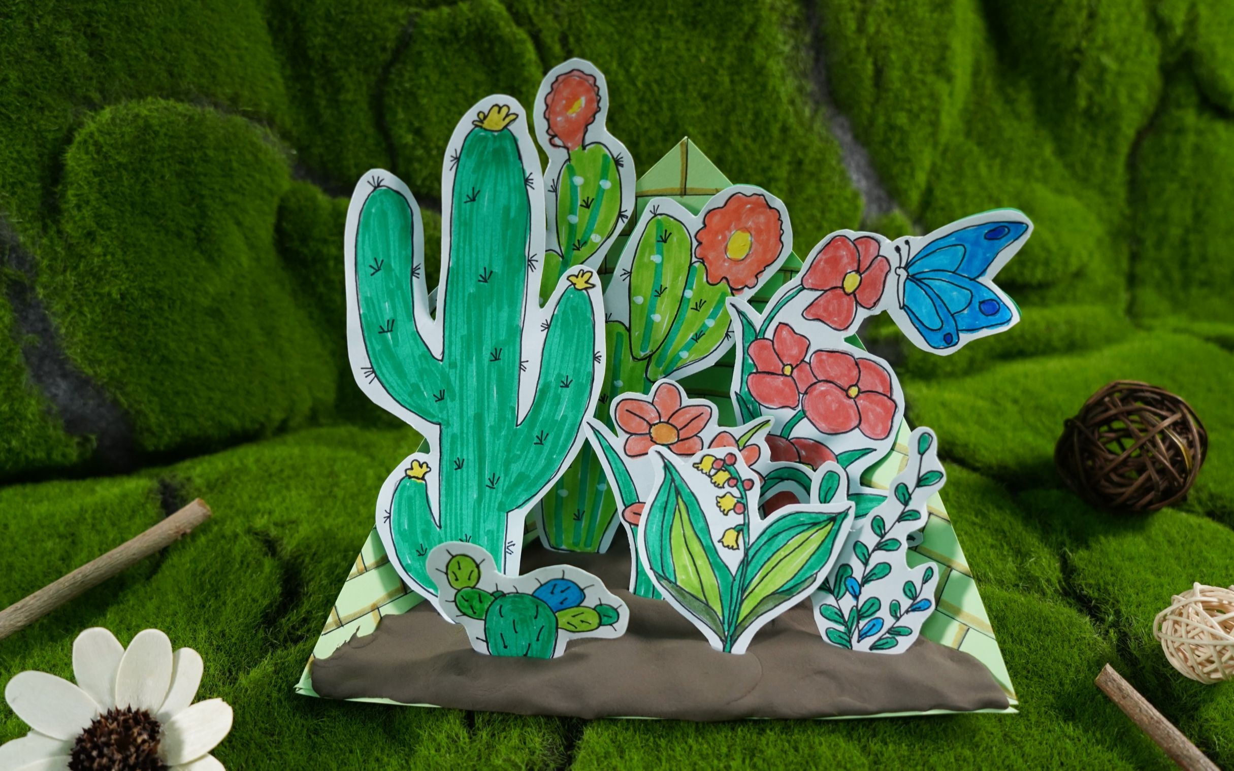 卡纸手工制作花园立体图片