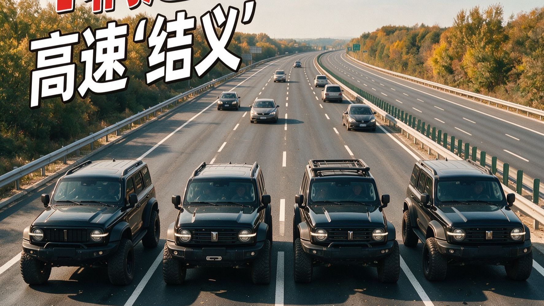 4辆越野车高速“结义”，51秒后团灭🚔