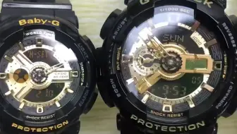 卡西欧G110黑金情侣对表 尺寸对比视频