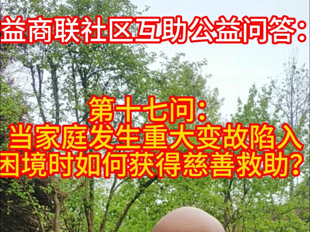 第十七问:当家庭发生重大变故陷入困境时如何获得慈善救助?哔哩哔哩bilibili