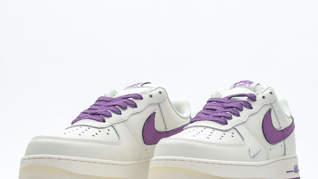 耐克nike air force 1"07 low 空军 小钩 米白紫 双色底 空军一号低帮