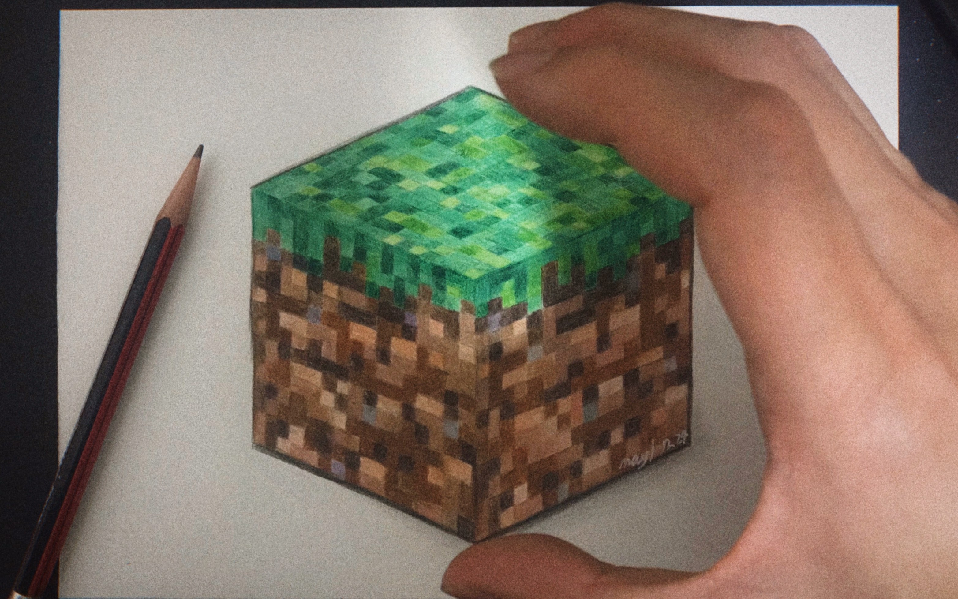 我的世界草方块立体画图片