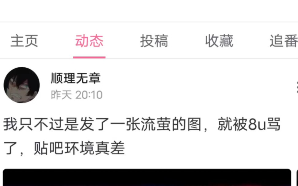 b友就因为发了一张流萤图被8u追到b站动态骂了上百楼!