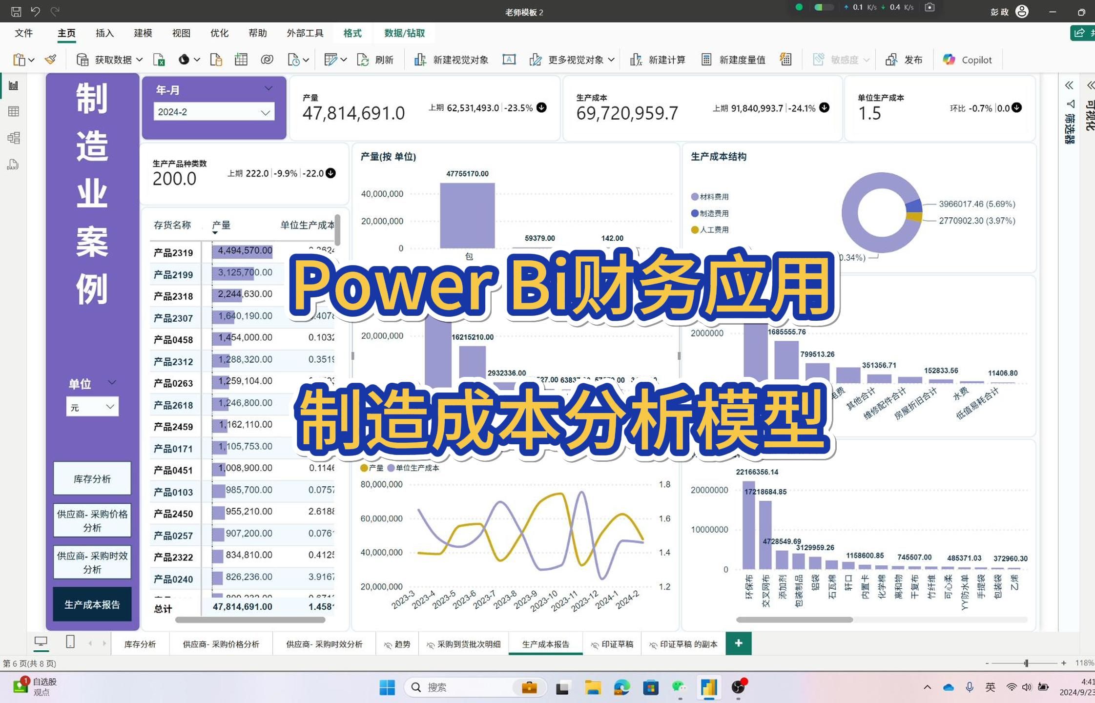 Power Bi与财务分析综合应用案例:生产成本分析哔哩哔哩bilibili