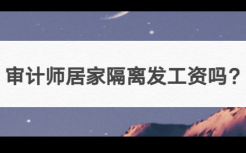 会计师事务所审计师居家隔离发工资吗?哔哩哔哩bilibili