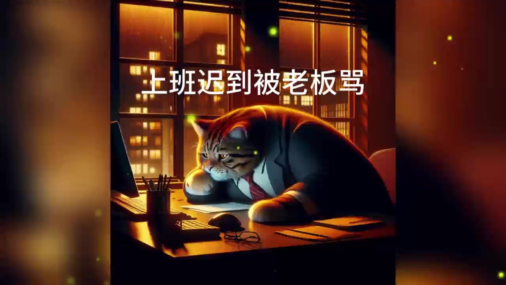 喵喵上班迟到被老板骂