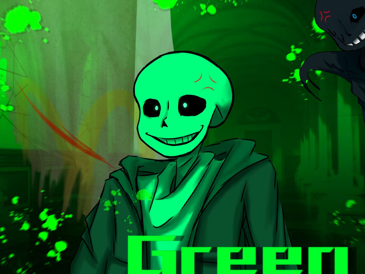 【Green!Sans Fight/绿衫】phase 1 A Totally Serious Battle [绘画]“你竟然敢杀了我的外卖𐟘ᢀ哔哩哔哩bilibili