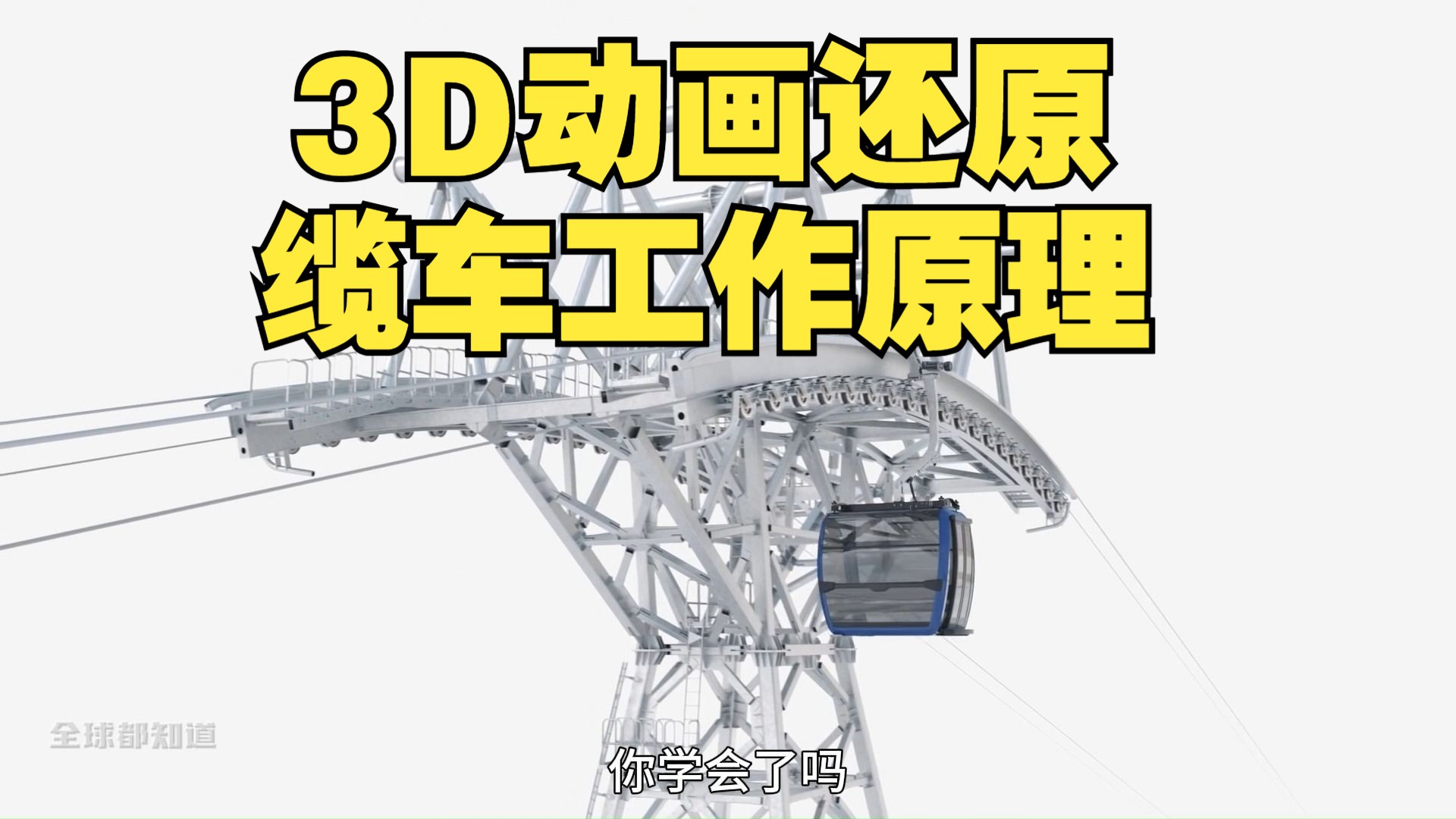 3d动画还原缆车工作原理