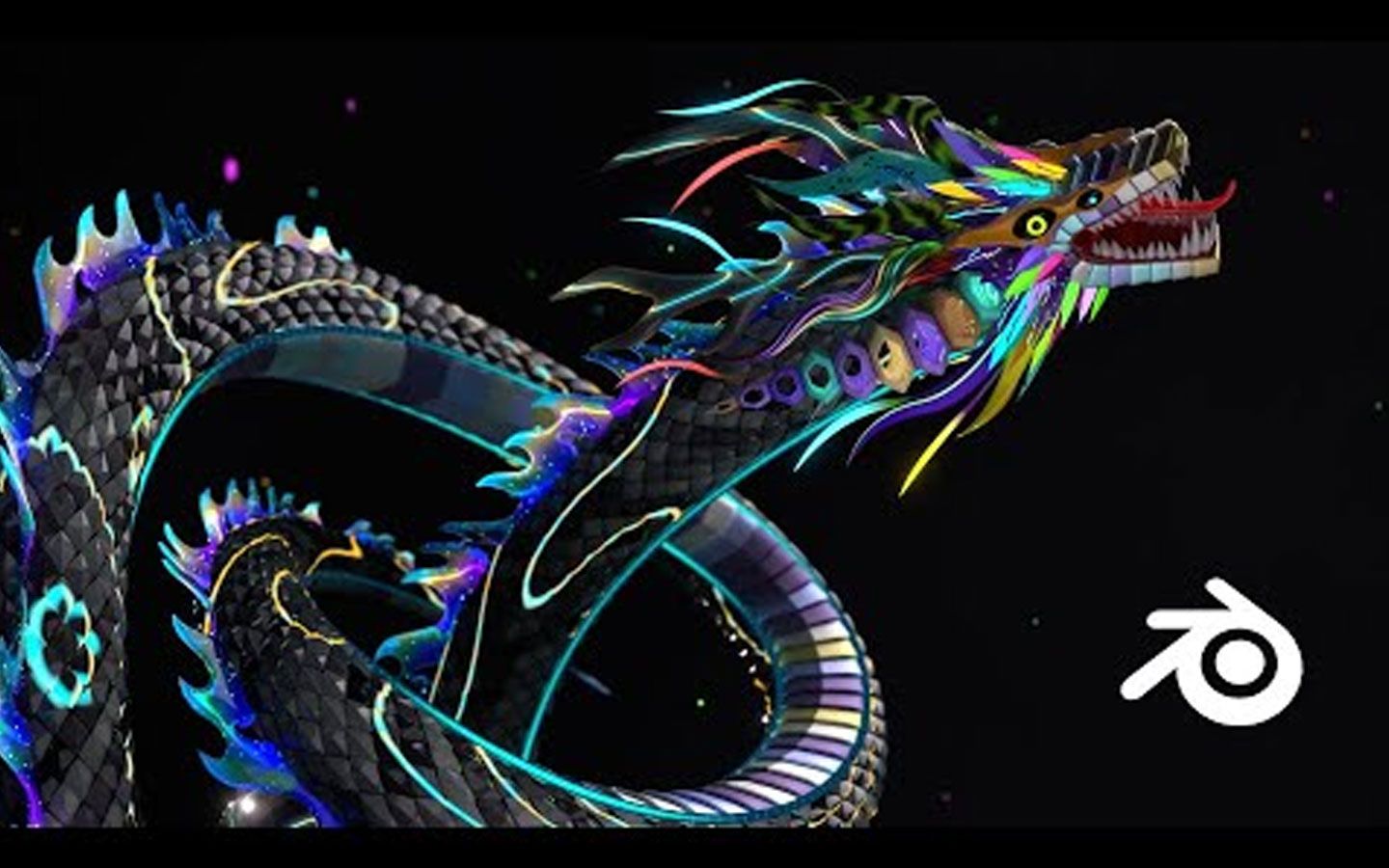 blender 4.0 循环播放中国龙动画(中英文字幕)