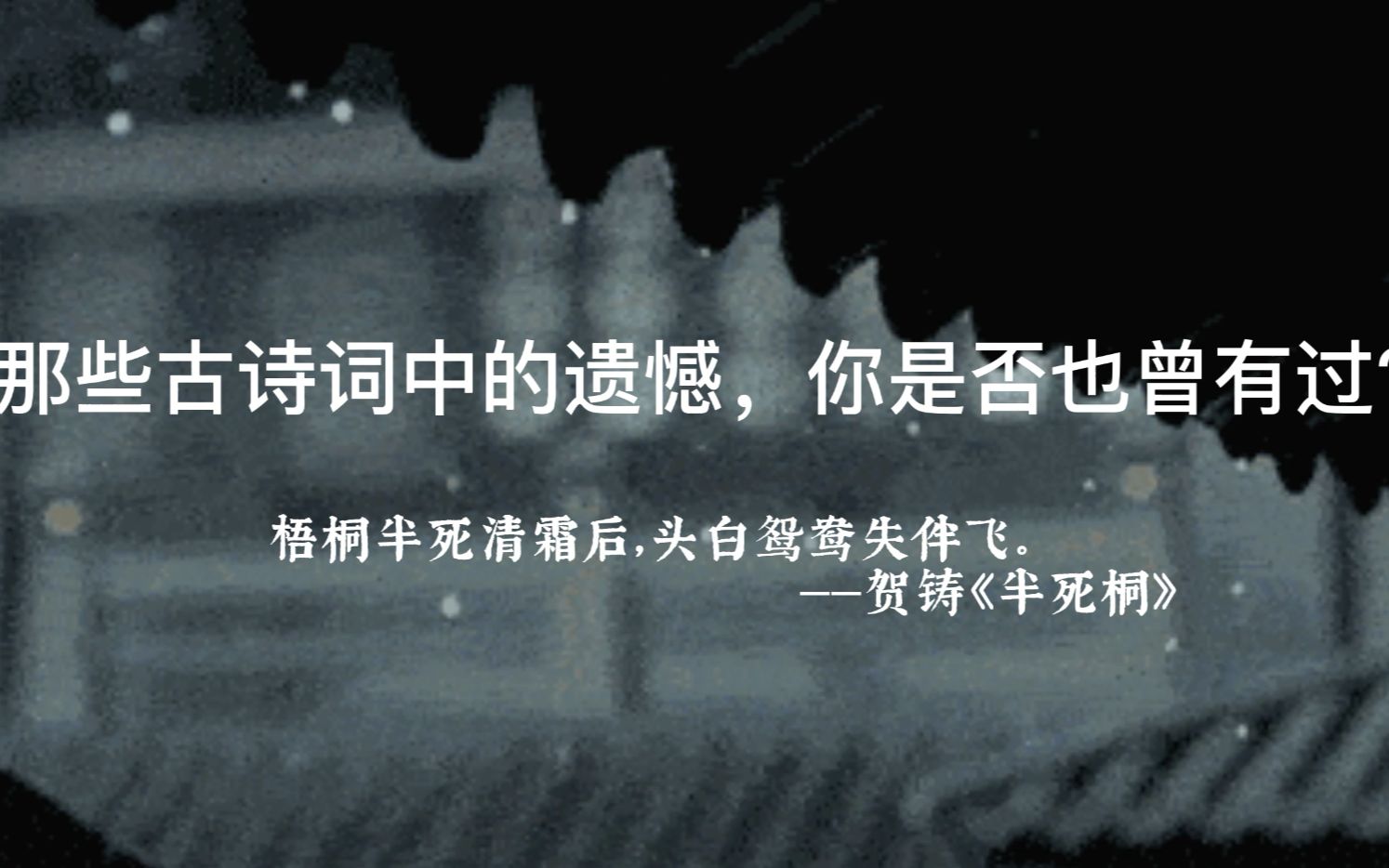 梧桐半死清霜后,头白鸳鸯失伴飞丨古诗中的遗憾,你是否也有过?哔哩哔哩bilibili