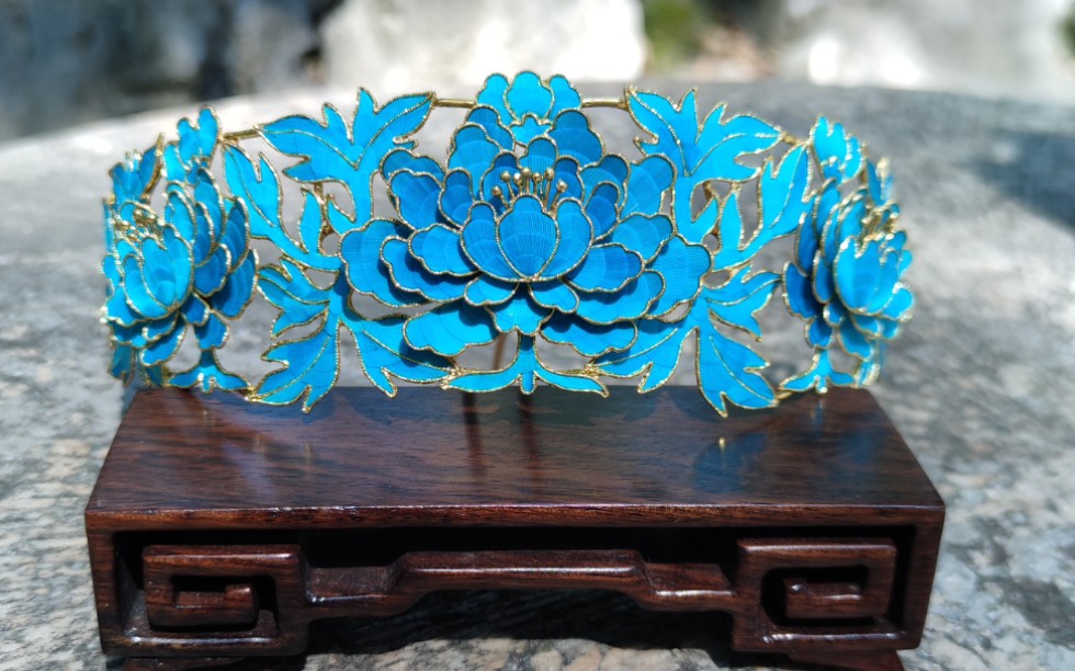 仿点翠牡丹花钿