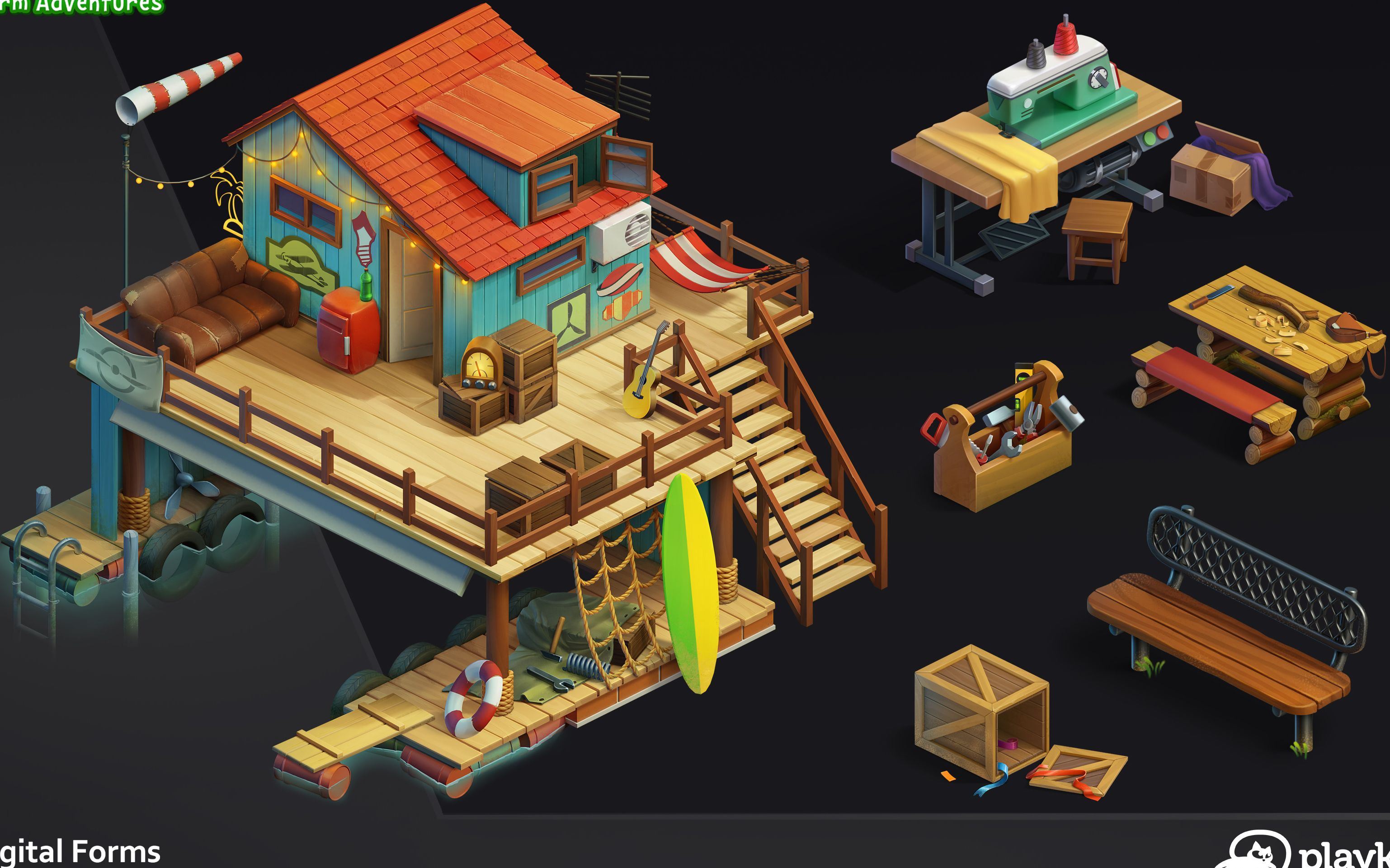 【maya零基础建模】卡通风格"海景房"基础模型搭建技巧