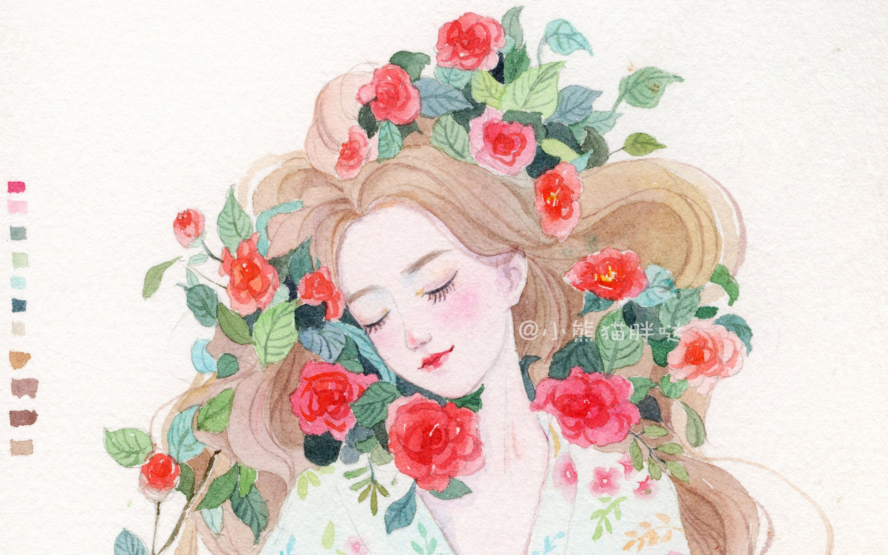 熊猫胖哒水彩班17年暑假班水彩少女班课程_哔哩哔哩 (゜-゜)つロ 干杯