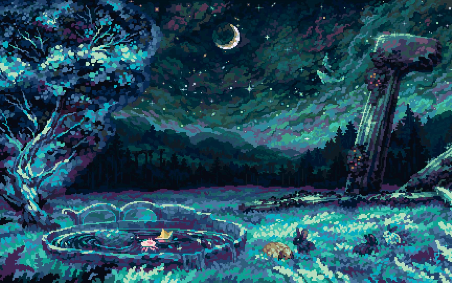 像素画ⷮŠ山川河流的奇幻交织与纯美光景Pixel art|搬运哔哩哔哩bilibili