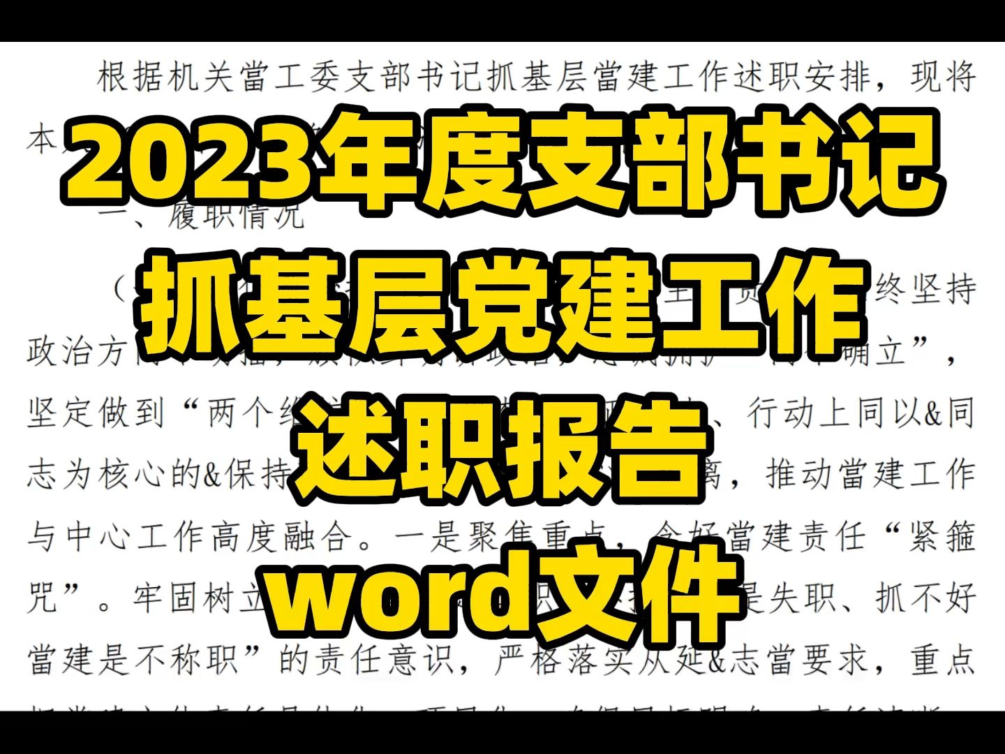 2023年度支部书记抓基层党建工作述职报告,word文件哔哩哔哩bilibili