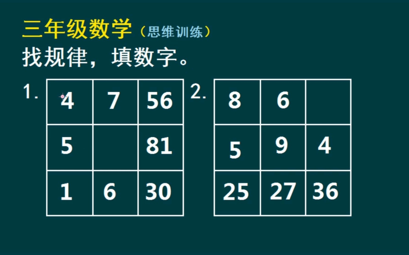 三年級數學(思維訓練題):找規律填數字_嗶哩嗶哩_bilibili