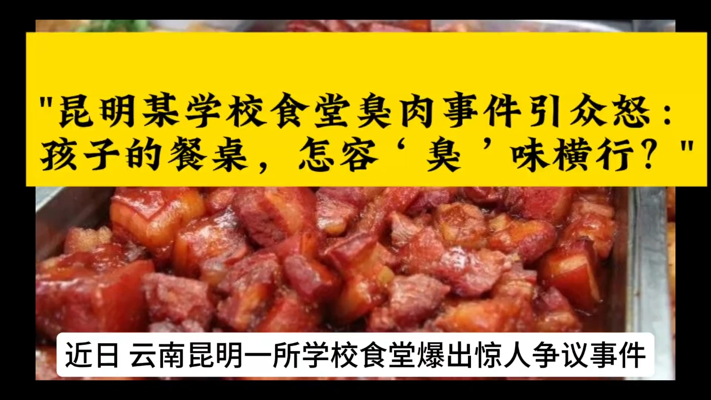 昆明某学校食堂臭肉事件引众怒:孩子的餐桌,怎容'臭'味横行哔哩哔哩bilibili游戏杂谈