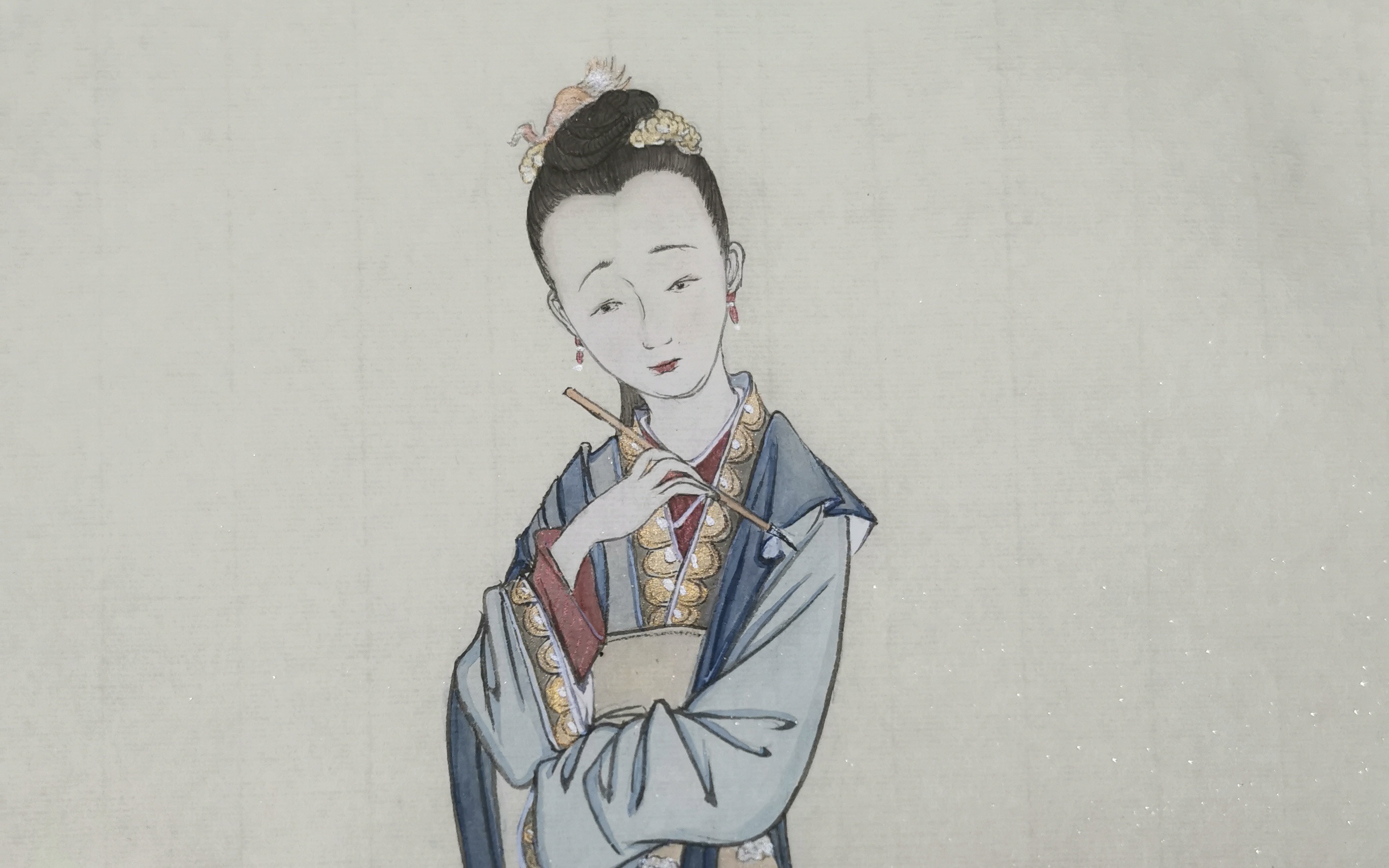 画什么好呢?国画-工笔画-冷枚 仕女图 单个人物