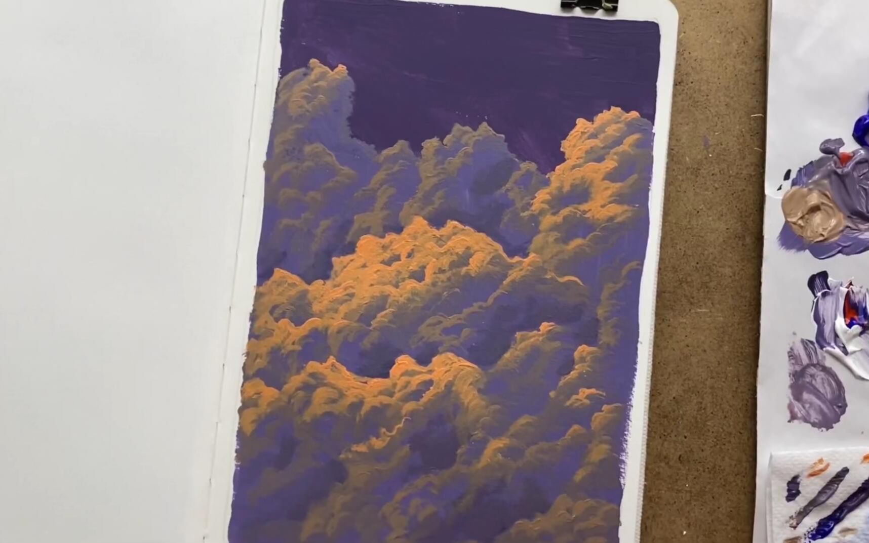 [图]【丙烯画】【绘画教程】写生簿系列-日落的云-sunset clouds _ acrylic on sketchbook