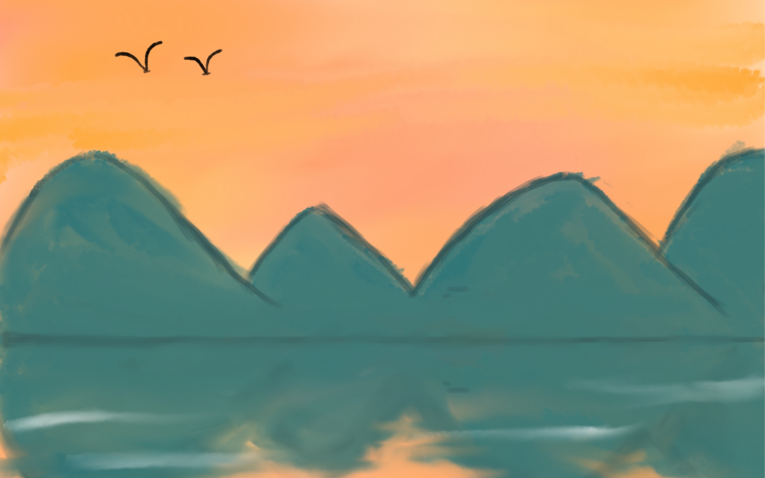 ipad绘画落霞与孤鹜齐飞晚霞两分钟手绘教程sketchbook画画入门教程