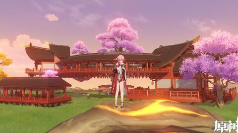 原神尘歌壶 浮空神社团花秋千 可交互 哔哩哔哩