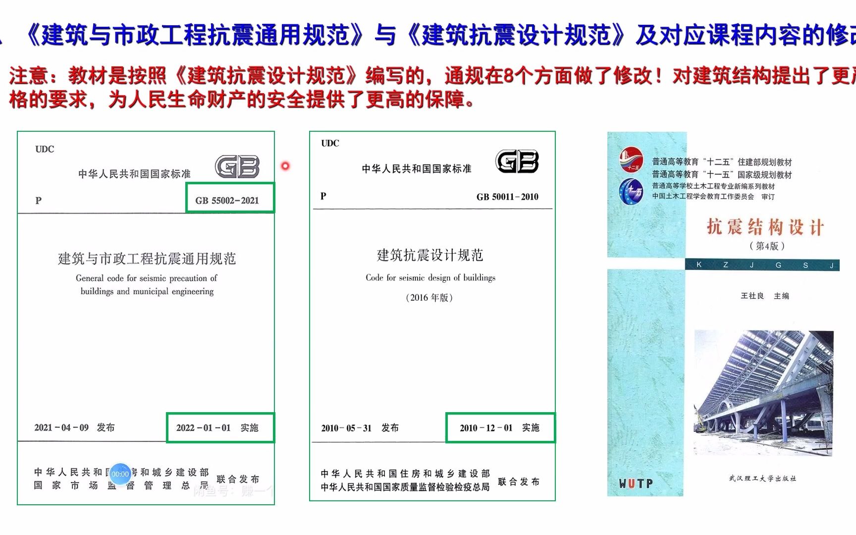 讲解32022《建筑与市政工程抗震通用规范》与原抗震规范及教材内容对比哔哩哔哩bilibili