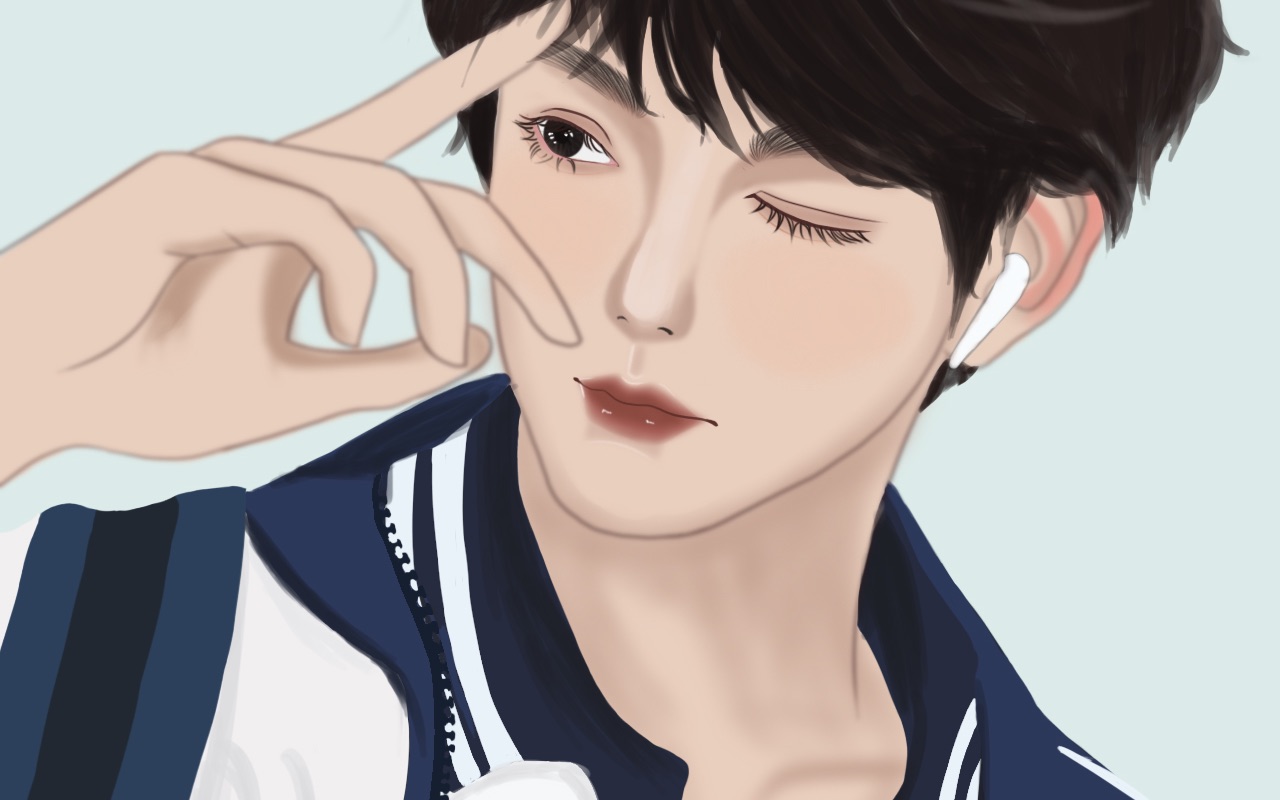 手绘自学自画板绘男生头像