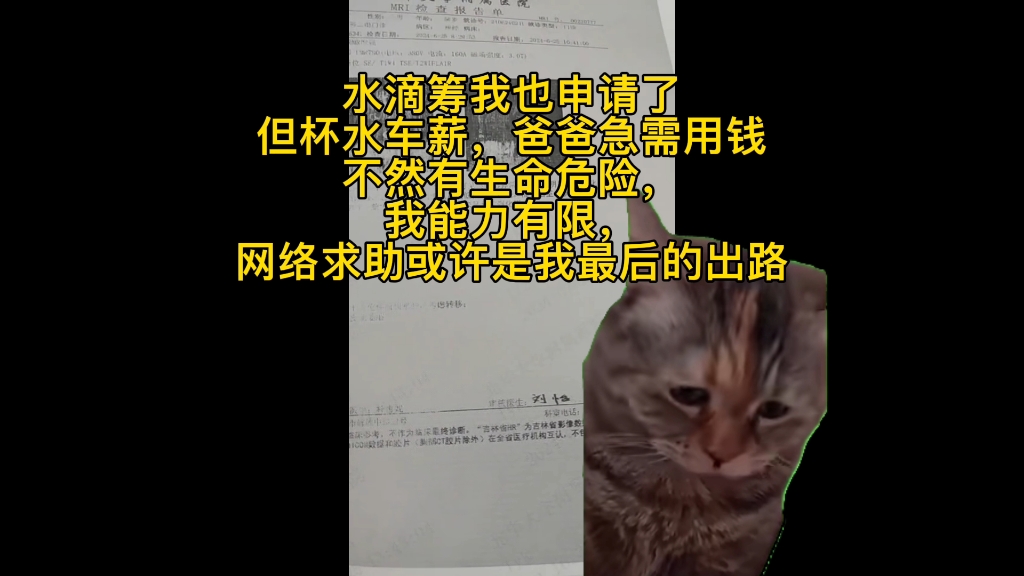 跪求猫me给点热度,救救我爸爸.所有证明材料我都可以提供,我不是骗子.哔哩哔哩bilibili