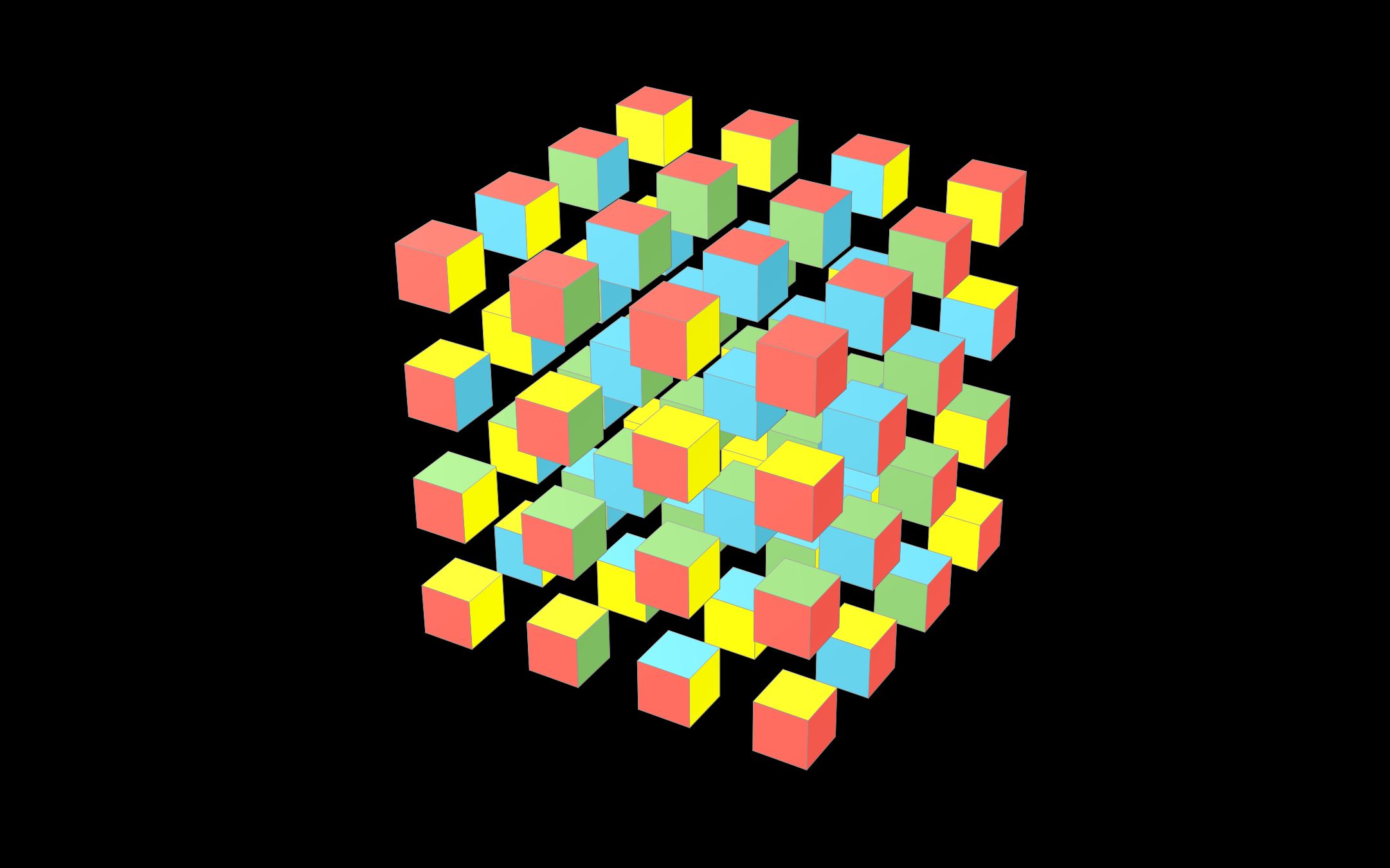 [图]【manim短篇】P1 - 4×4×4正方体组装