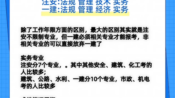 还在纠结注册安全工程师和一建到底考哪个,我做了一个详细的罗列,大家可以做一个参考. #注册安全工程师 #注安 #安全工程师哔哩哔哩bilibili