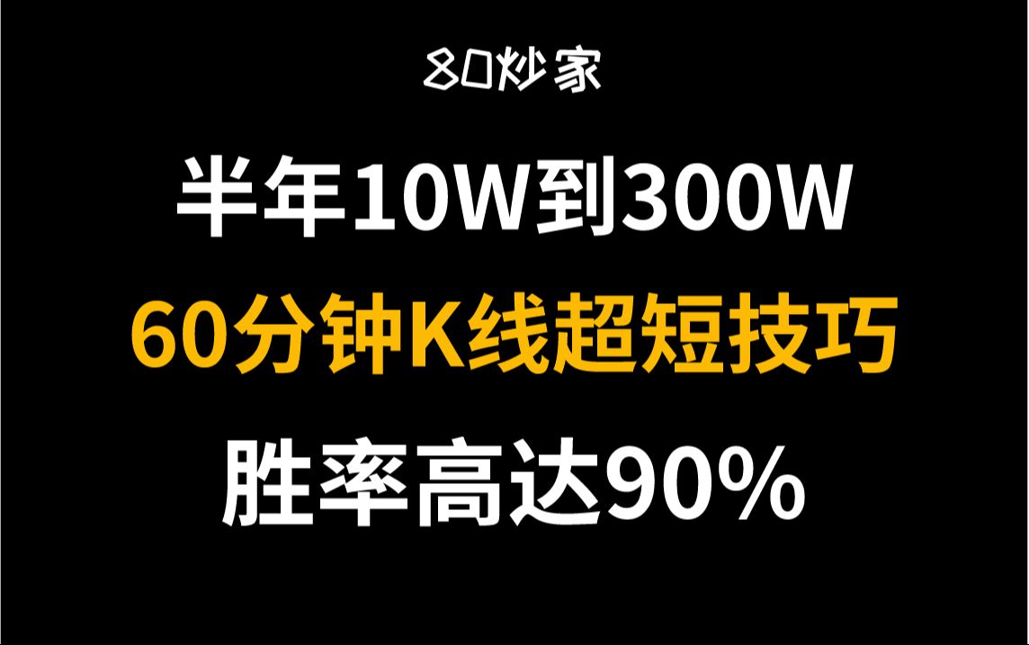 [图]半年10W做到300W，胜率高达90%，60分钟K线超短线战法！