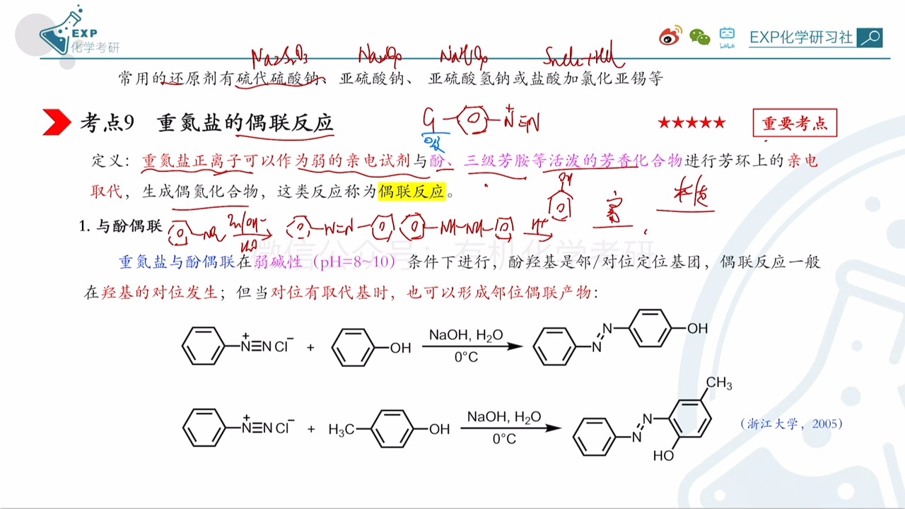 100 重氮盐的还原和偶联反应