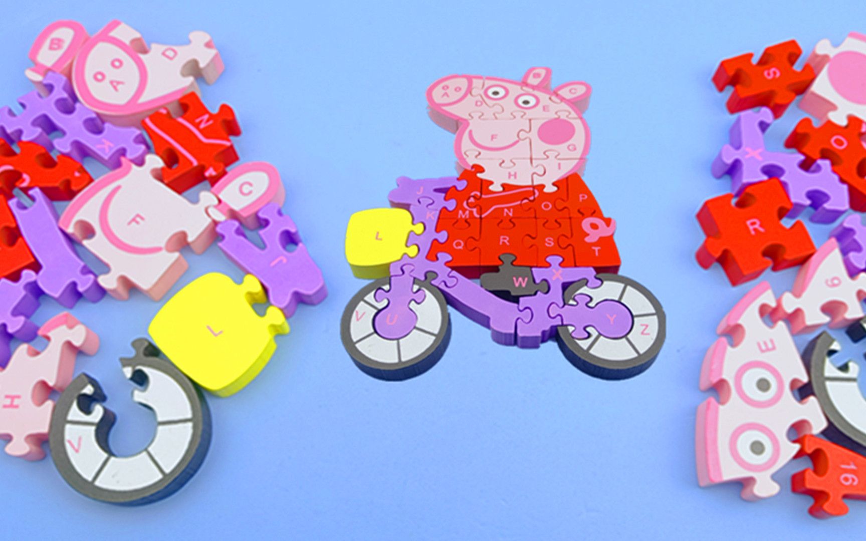 小猪佩奇还用积木拼出来,太神奇了,还有自行车