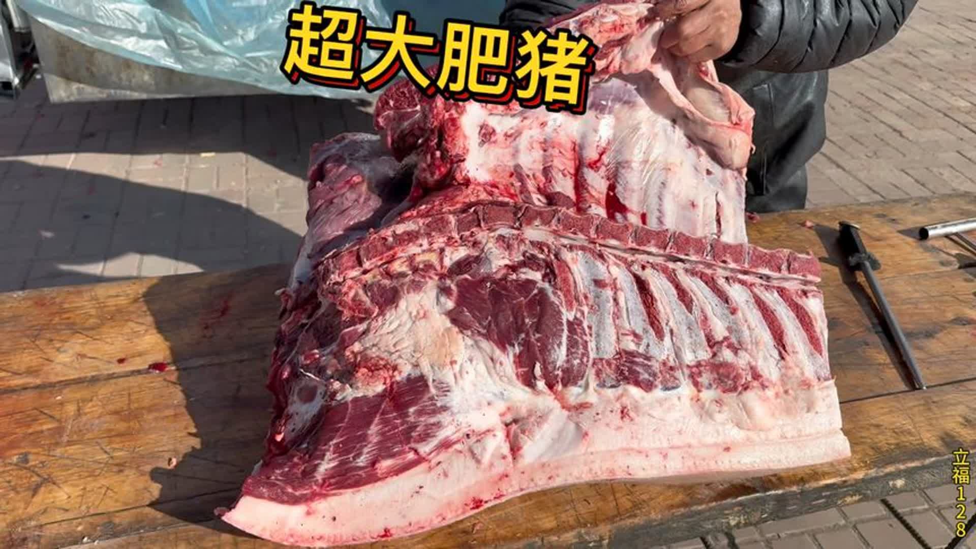 农村超大肥猪700多斤,猪肉新鲜冒热气,这爷们儿看着都惊呆了哔哩哔哩bilibili