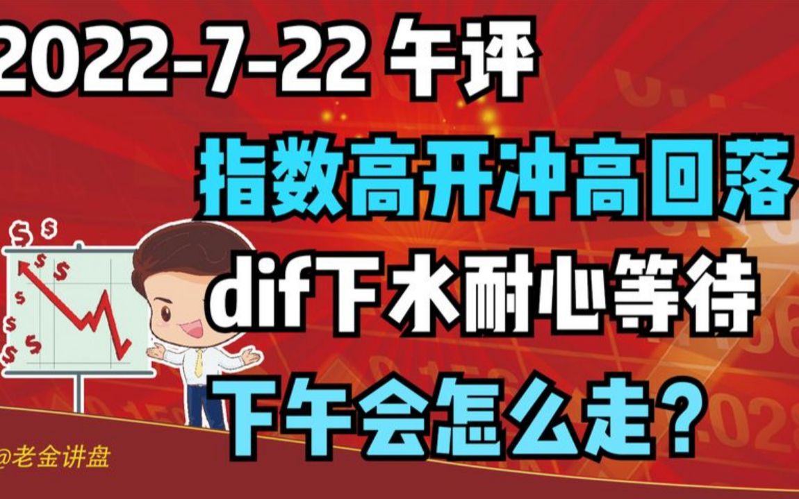 [图]【7-22 午间点评 独家解读】指数高开冲高回落，dif水下耐心等待，下午会怎么走？